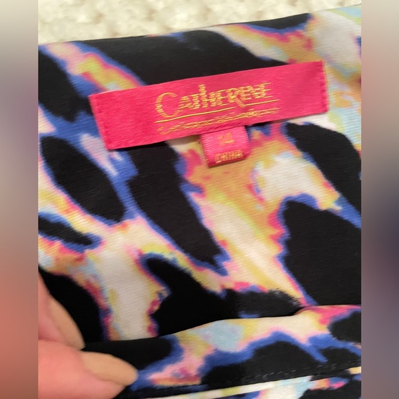 Catherine Malandrino Colorful Cheetah Print Body Con Long Sleeve Dress Size 14 - Picture 6 of 10